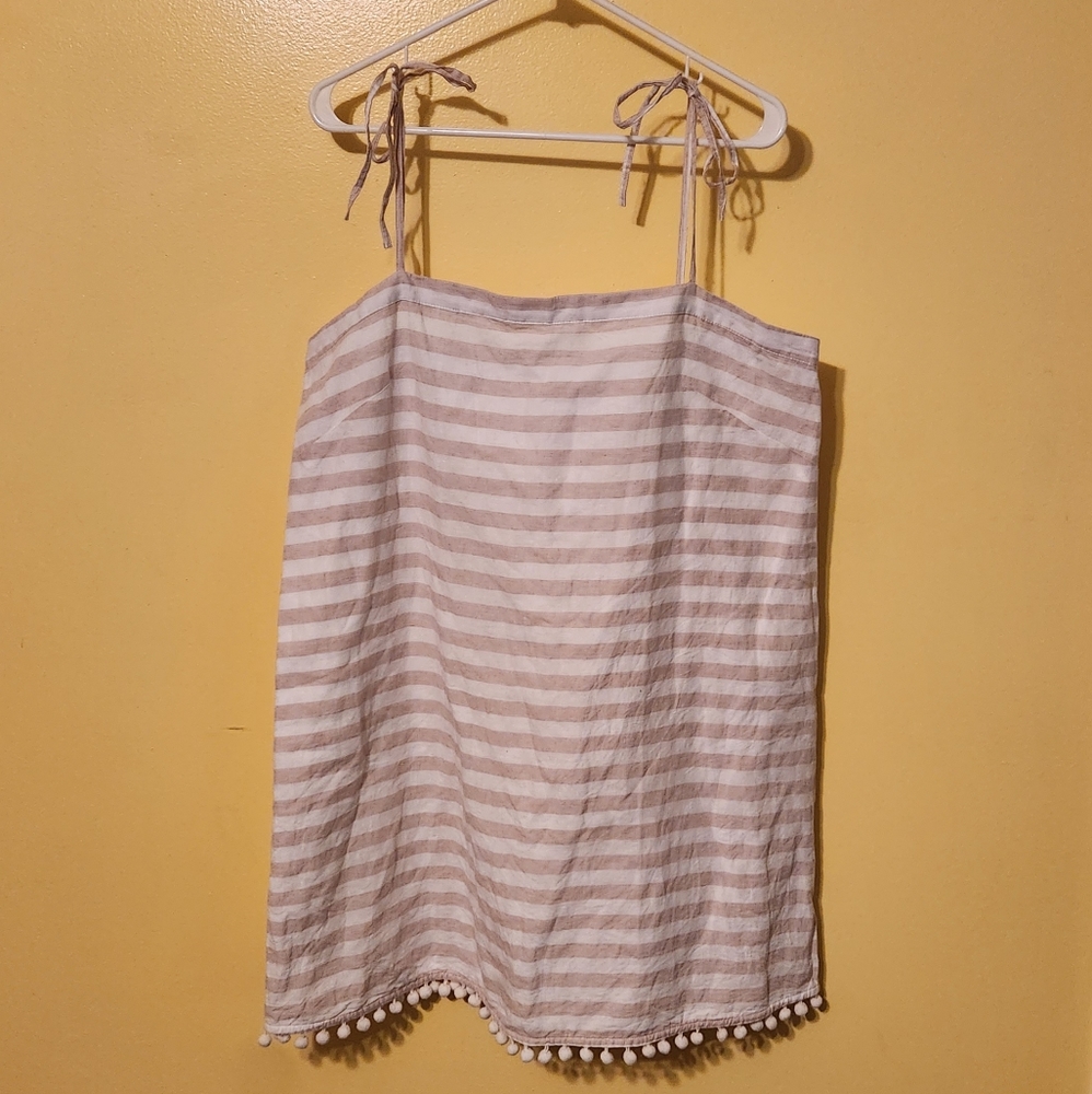 J. Crew women's beige/white striped swim cover